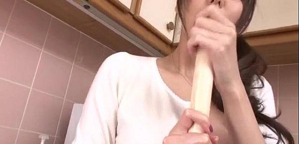  Akari Asagiri pounds her vag with huge toys